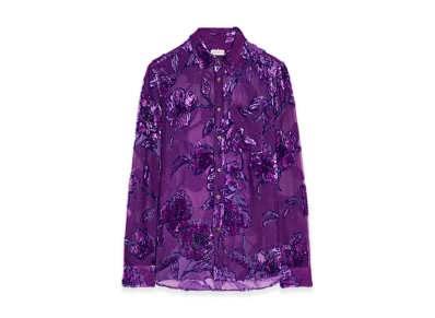 DRIES VAN NOTEN Fitted Sheer Shirt "Purple"