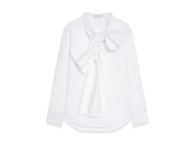 DRIES VAN NOTEN Bow Neck Cotton Shirt "White"