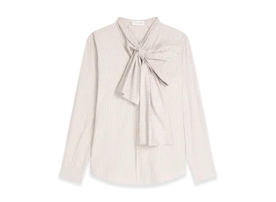 DRIES VAN NOTEN Bow Neck Cotton Shirt "Beige"