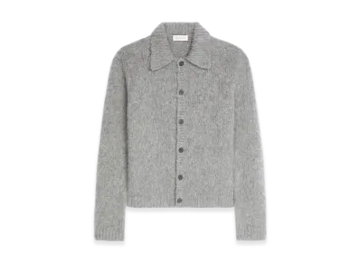 DRIES VAN NOTEN Cropped Wool Cardigan "Mid grey"