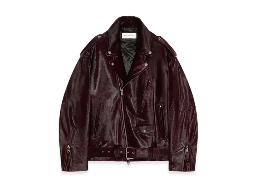 DRIES VAN NOTEN Leather Biker Jacket "Burgundy"