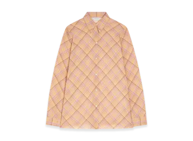 DRIES VAN NOTEN Women's Checked Silk Shirt "Peach"