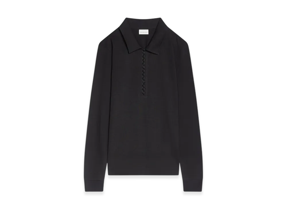 DRIES VAN NOTEN Women's Jersey Polo Shirt "Black"