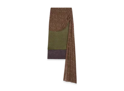 DRIES VAN NOTEN Women's Draped Silk Satin Skirt "Khaki"