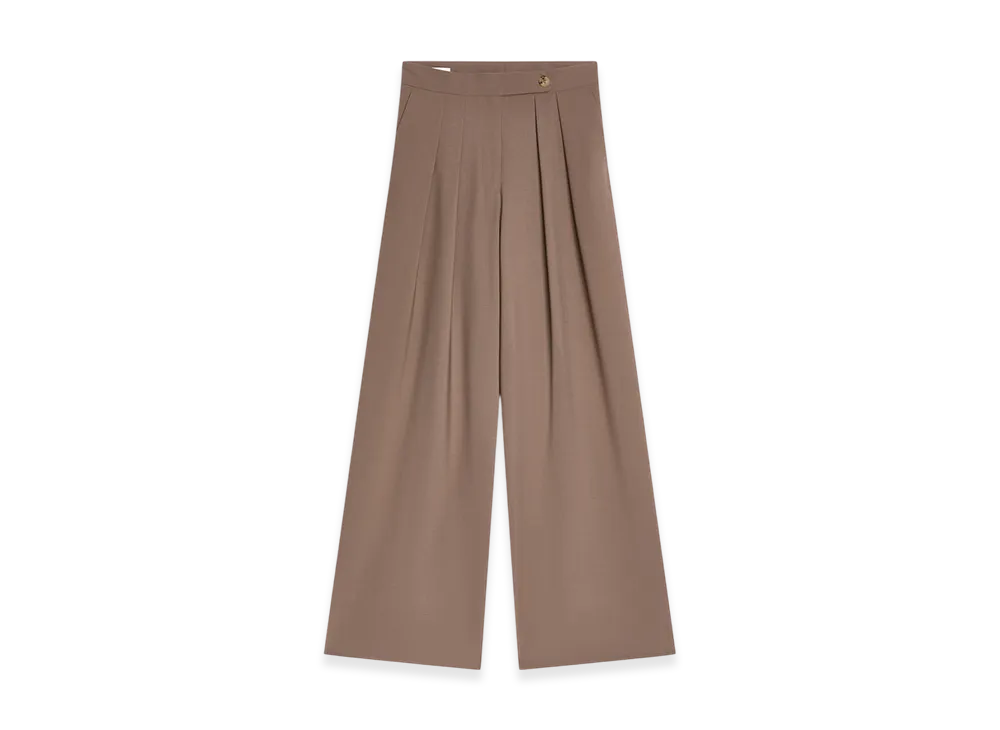 DRIES VAN NOTEN Women's Wide Pleated Pants "Taupe"