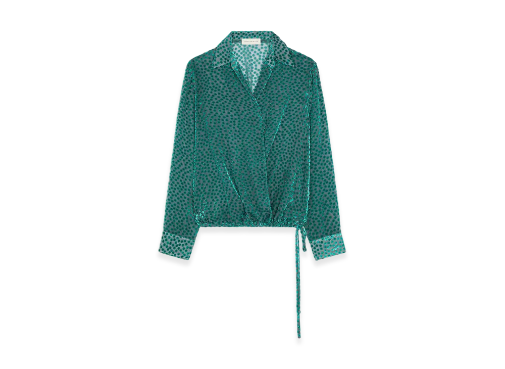 DRIES VAN NOTEN Women's Devore Wrap Shirt "Turquoise"