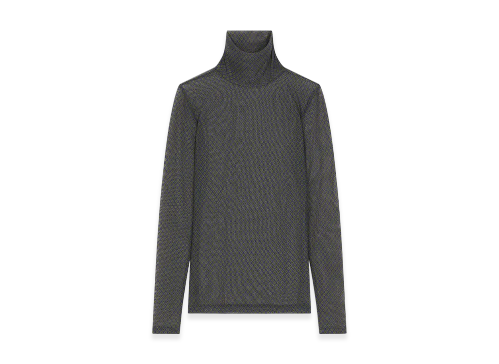 DRIES VAN NOTEN Women's Printed Turtleneck Tee "Navy"
