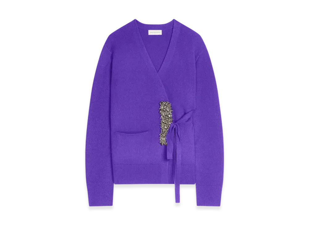 DRIES VAN NOTEN Women's Cashmere Wrap Sweater "Purple"