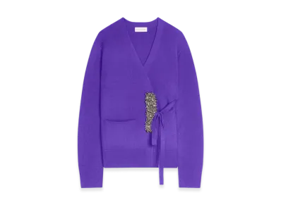 DRIES VAN NOTEN Women's Cashmere Wrap Sweater "Purple"