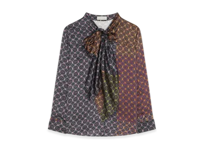 DRIES VAN NOTEN Women's Silk Pussy-Bow Shirt "Dessin c"