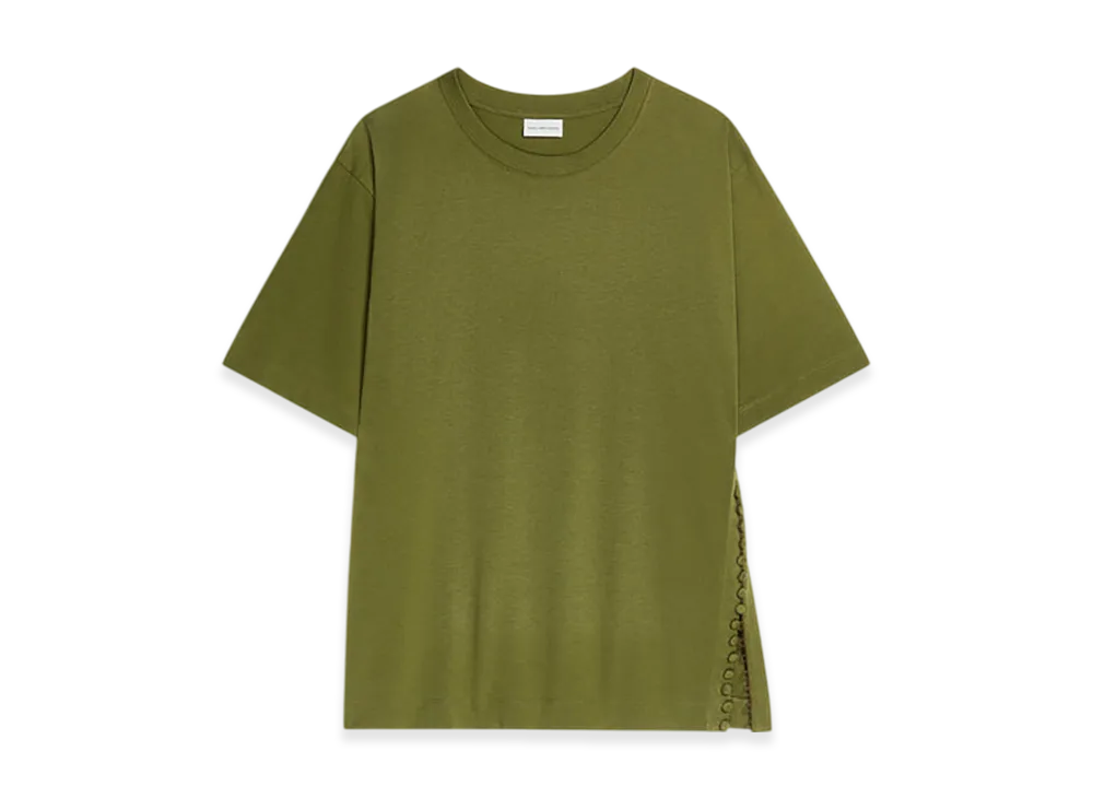 DRIES VAN NOTEN Women's Buttoned Cotton Tee "Green"