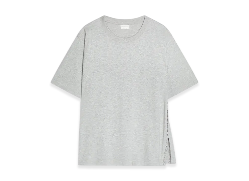 DRIES VAN NOTEN Women's Buttoned Cotton Tee "Grey melange"