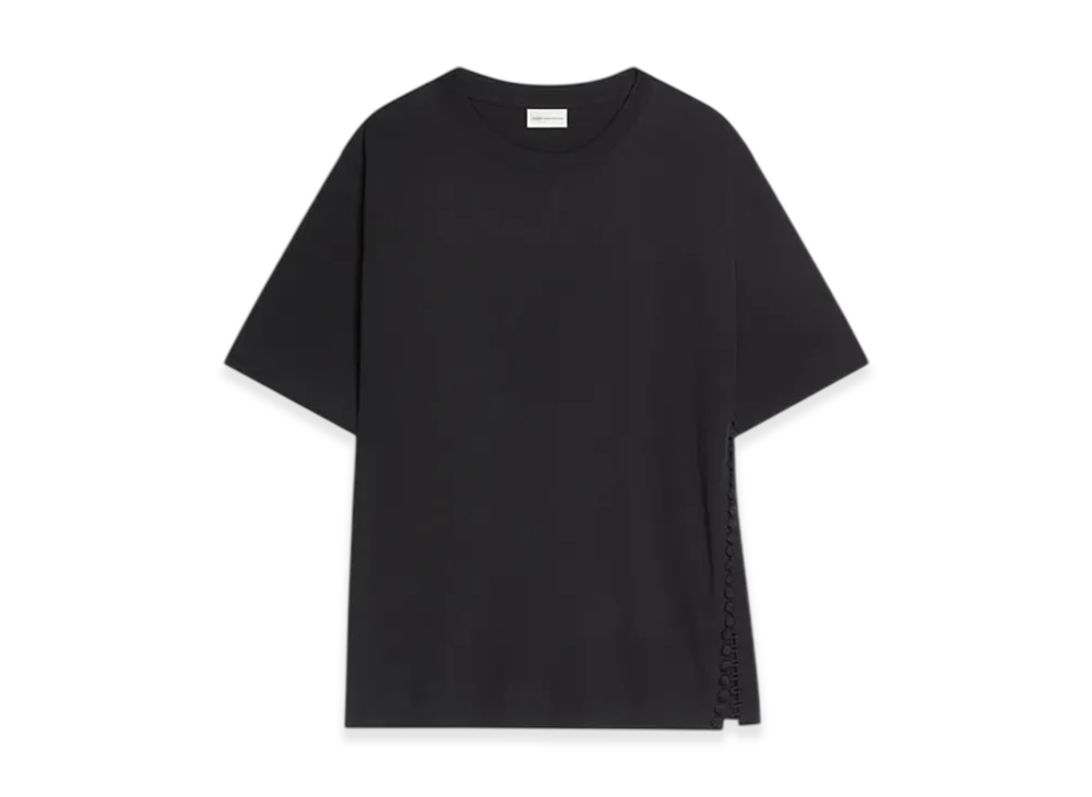 DRIES VAN NOTEN Women's Buttoned Cotton Tee "Black"