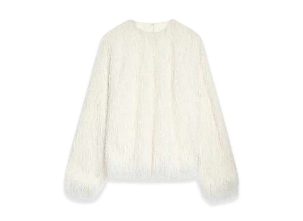 DRIES VAN NOTEN Women's Fringed Cocoon Top "White"