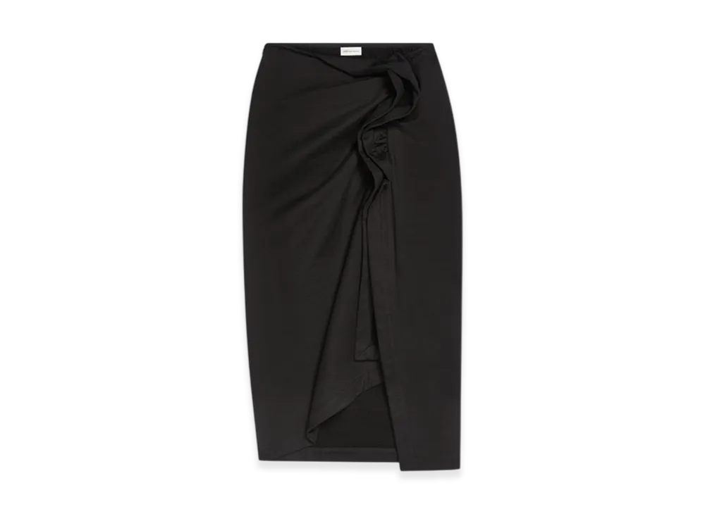 DRIES VAN NOTEN Women's Ruffled Cotton Skirt "Black"