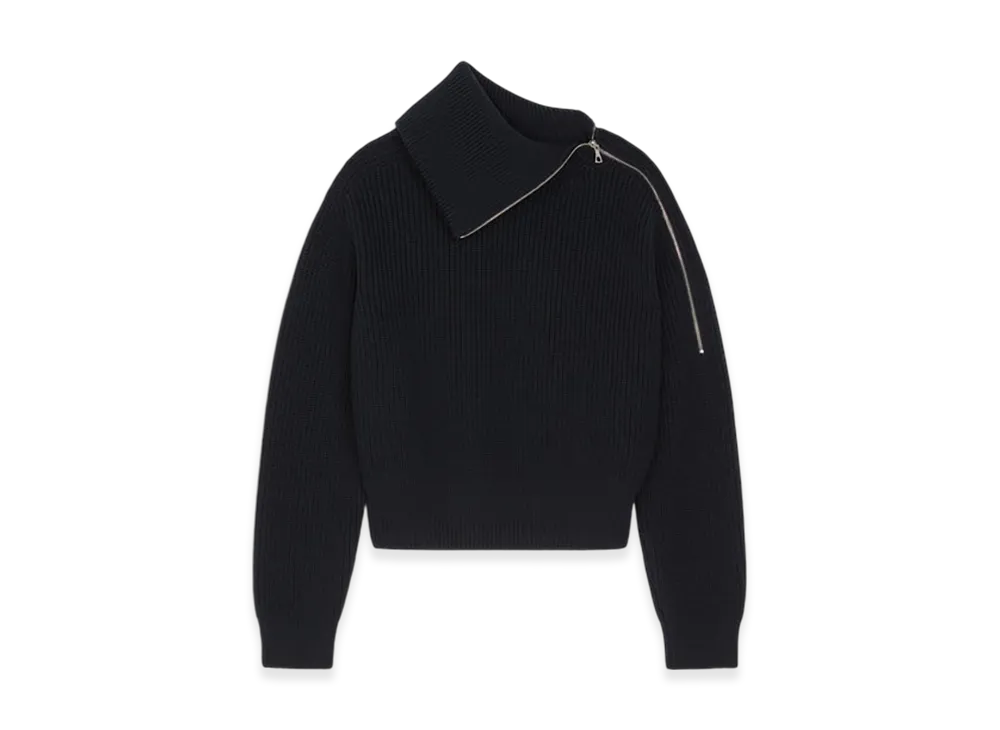DRIES VAN NOTEN Women's Zipped Wool Sweater "Black"