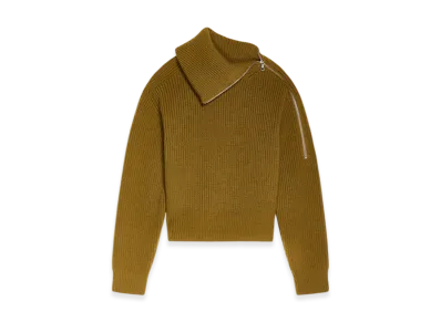 DRIES VAN NOTEN Women's Zipped Wool Sweater "Khaki"