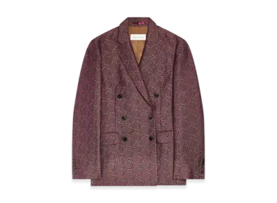 DRIES VAN NOTEN Women's Oversized Jacquard Blazer "Burgundy"