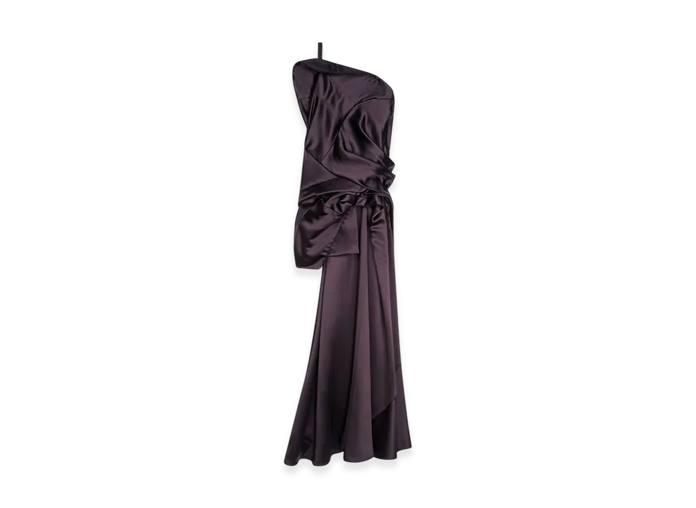 DRIES VAN NOTEN Women's Draped Viscose Satin Top "Dark purple"