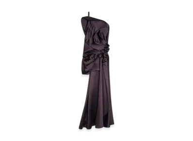 DRIES VAN NOTEN Women's Draped Viscose Satin Top "Dark purple"