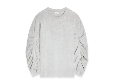 DRIES VAN NOTEN Women's Pleated Sleeves T-Shirt "Grey melange"