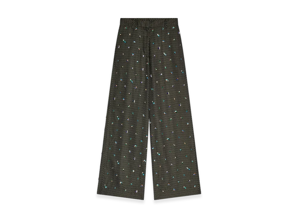 DRIES VAN NOTEN Women's Embellished Wide Leg Pants "Black"