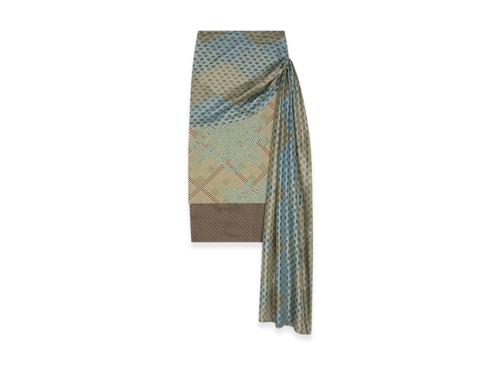 DRIES VAN NOTEN Women's Draped Silk Skirt "Dessin a"