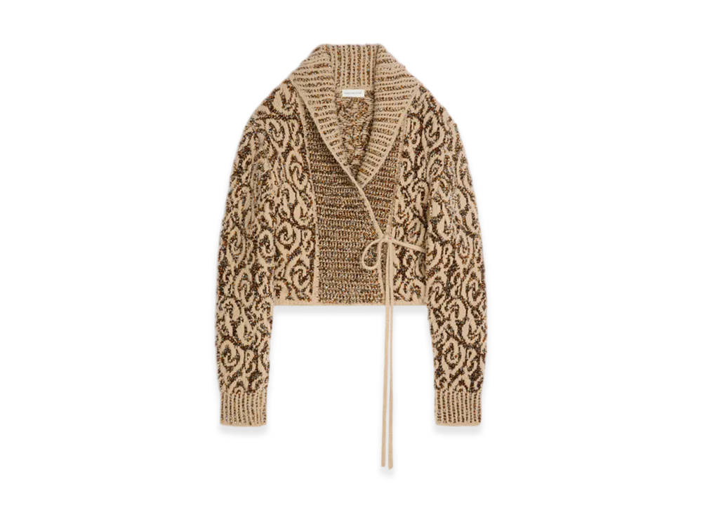 DRIES VAN NOTEN Women's Jacquard Wrap Sweater "Beige"
