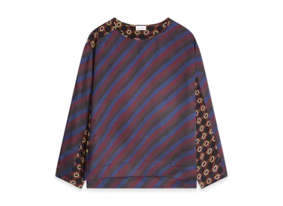 DRIES VAN NOTEN Women's Viscose Contrast Top "Navy"