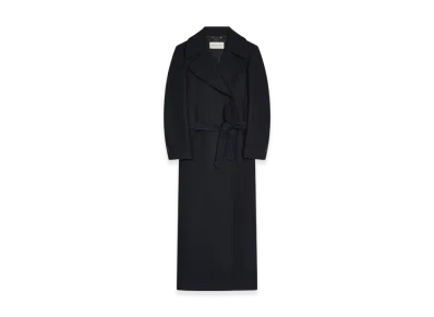 DRIES VAN NOTEN Women's Floor Length Wool Coat "Navy"