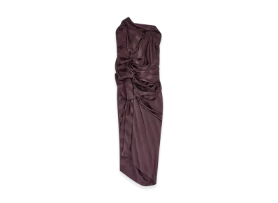 DRIES VAN NOTEN Women's Draped Silk Dress "Dark purple"