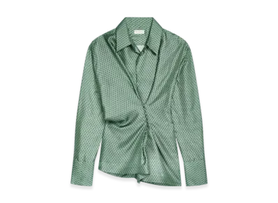 DRIES VAN NOTEN Women's Draped Silk Blouse "Mint"