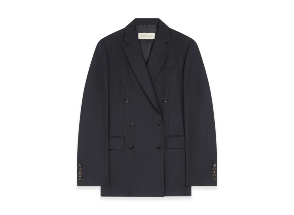 DRIES VAN NOTEN Women's Oversized Wool Blazer "Navy"