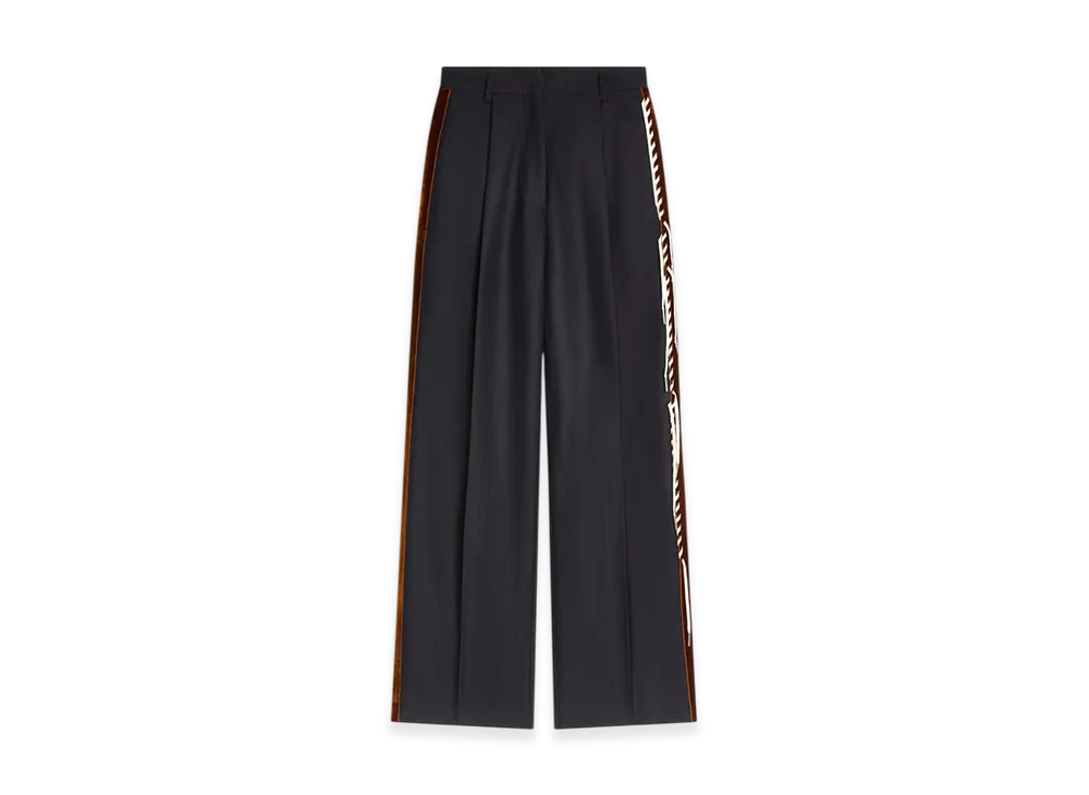 DRIES VAN NOTEN Women's Embellished Tuxedo Pants "Navy"