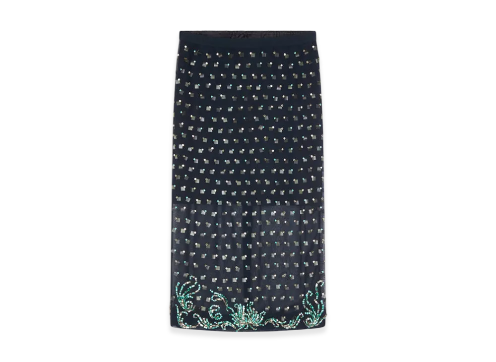 DRIES VAN NOTEN Women's Embellished Skirt "Navy"