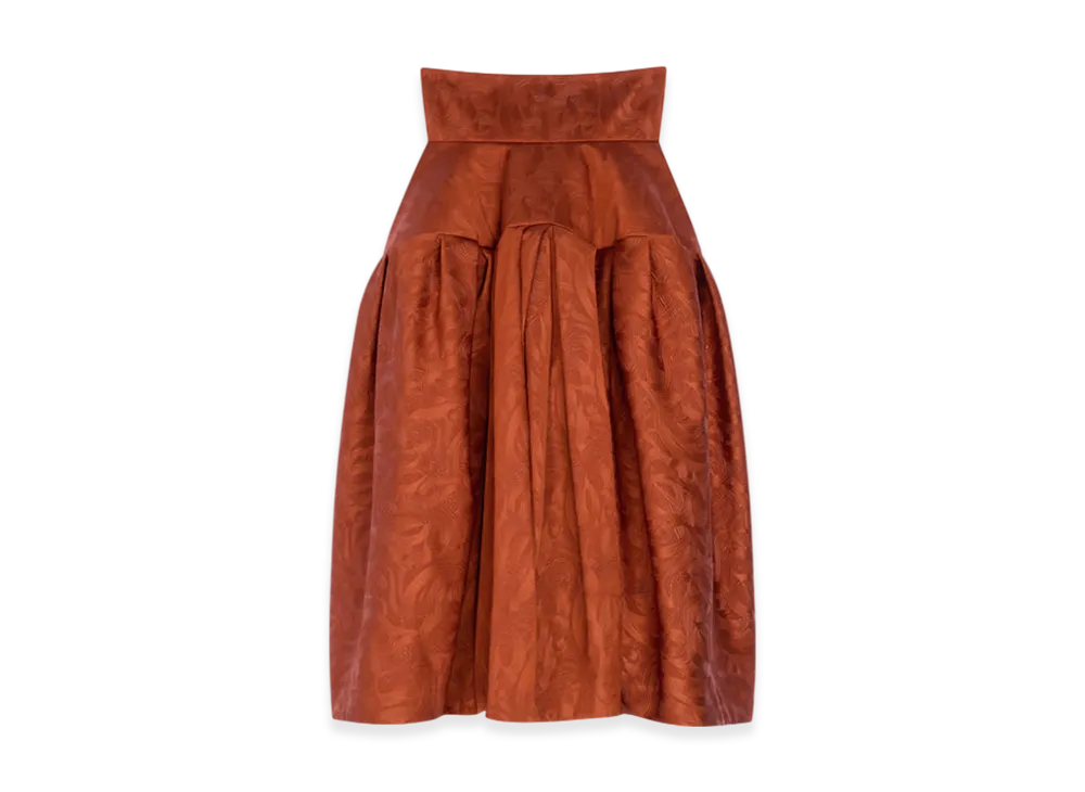 DRIES VAN NOTEN Women's High Waisted Jacquard Skirt "Rust"