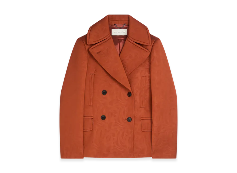 DRIES VAN NOTEN Women's Jacquard Caban Jacket "Rust"