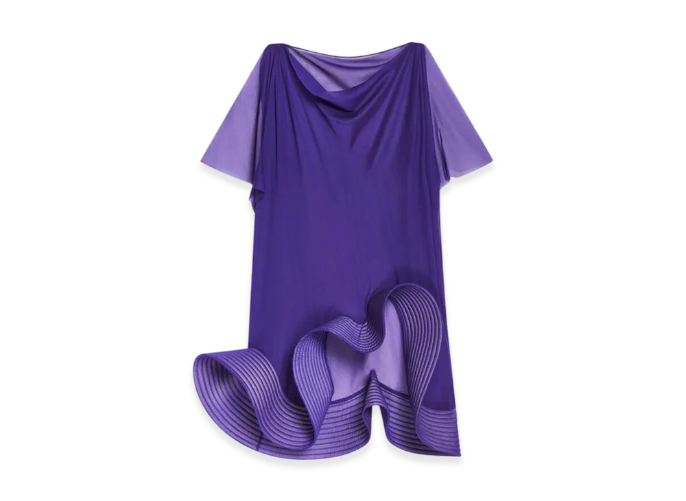 DRIES VAN NOTEN Women's Sculpted Silk Top "Purple"