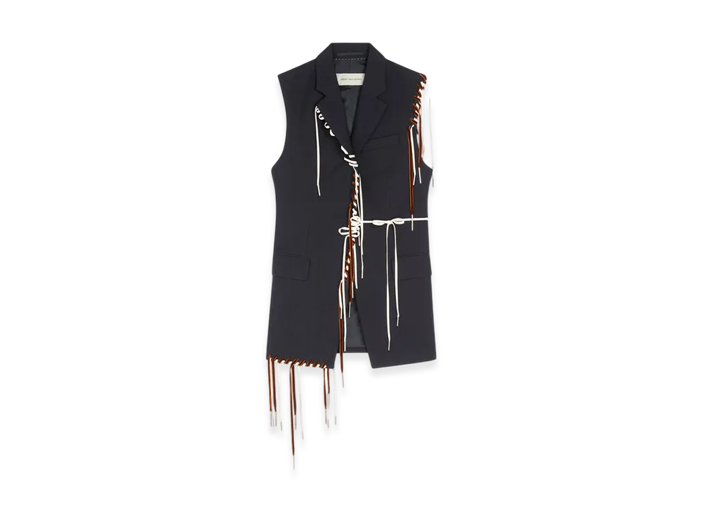 DRIES VAN NOTEN Women's Embellished Sleeveless Blazer "Navy"