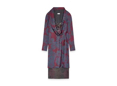 DRIES VAN NOTEN Women's Double Layered Jacquard Dress "Burgundy"