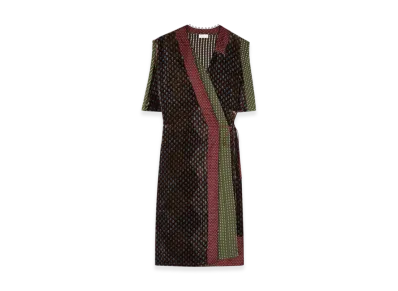 DRIES VAN NOTEN Women's Layered Velvet Dress "Khaki"