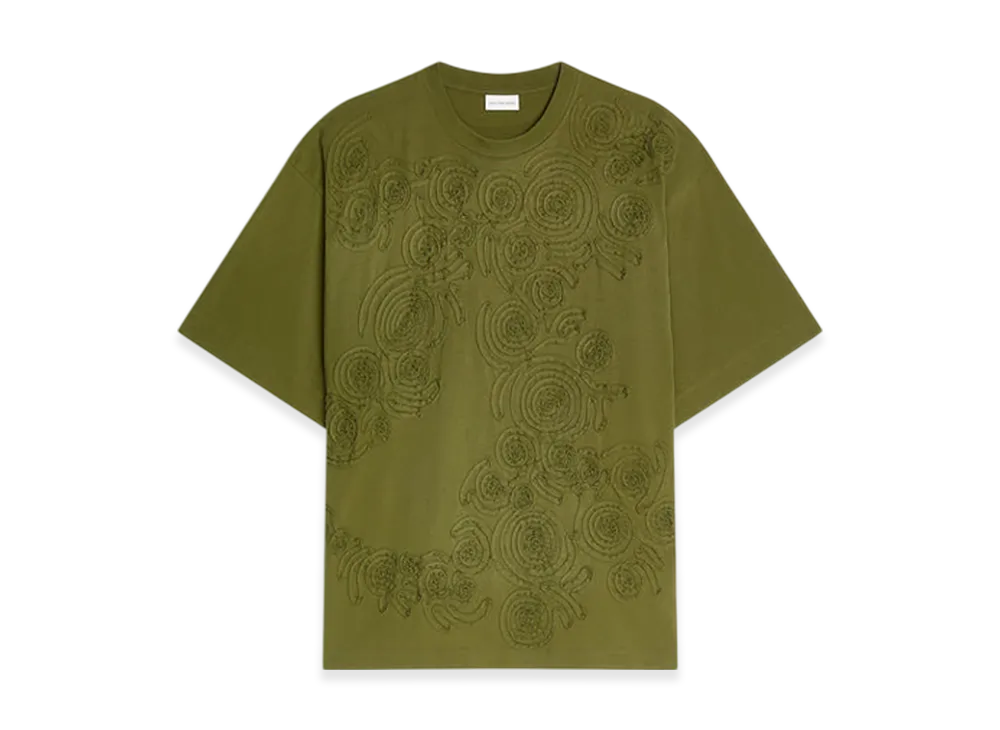 DRIES VAN NOTEN Women's Embroidered Cotton Tee "Green"