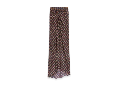 DRIES VAN NOTEN Women's Long Draped Silk Skirt "Navy"