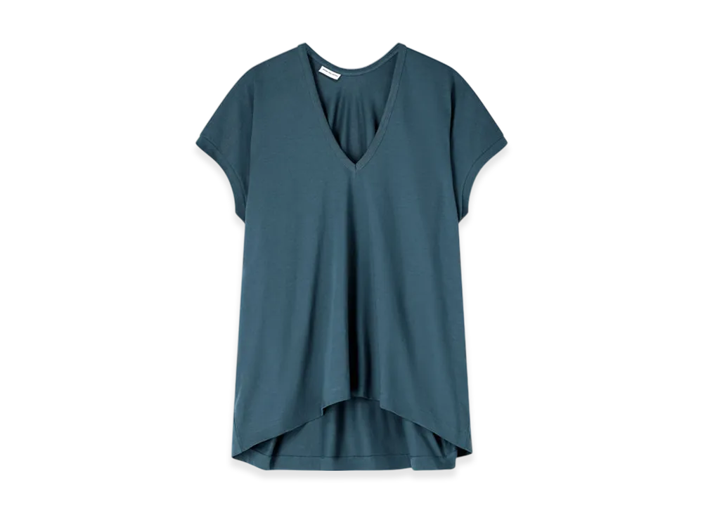 DRIES VAN NOTEN Women's V-Neck Tee "Petrol"