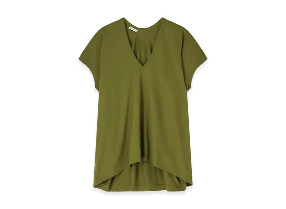 DRIES VAN NOTEN Women's V-Neck Tee "Olive"