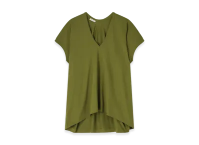 DRIES VAN NOTEN Women's V-Neck Tee "Olive"