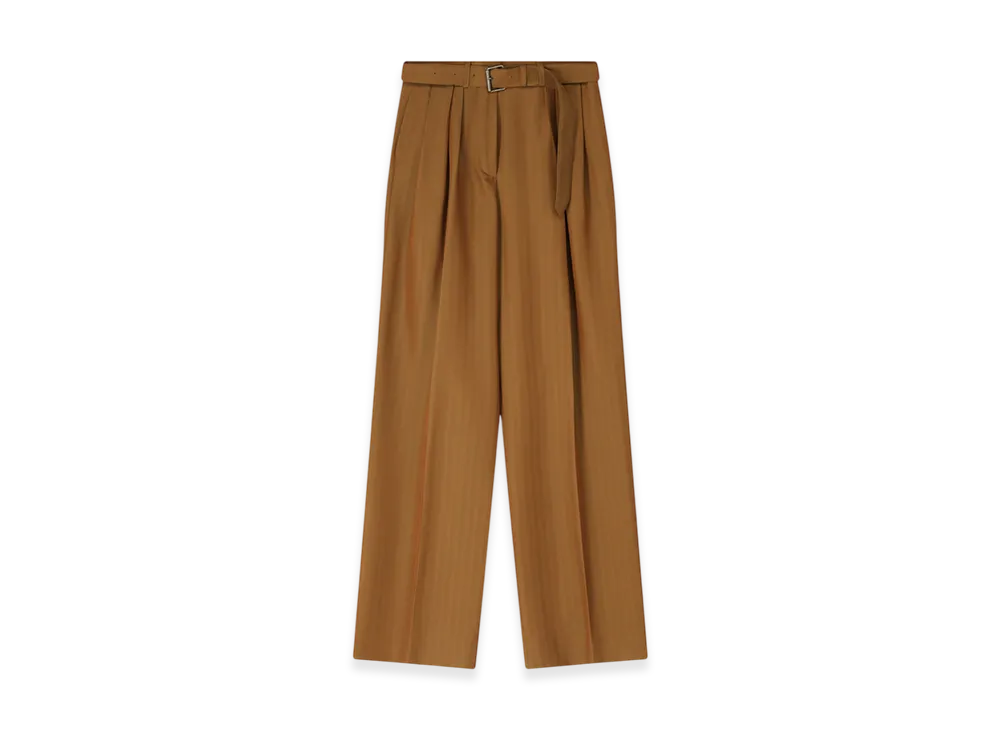 DRIES VAN NOTEN Women's Belted Wool Pants "Tan"