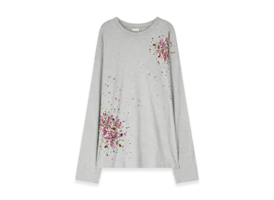 DRIES VAN NOTEN Women's Embellished Long Sleeve Tee "Grey melange"