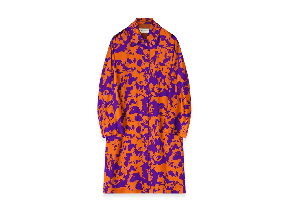 DRIES VAN NOTEN Women's Floral Viscose Satin Coat "Orange"