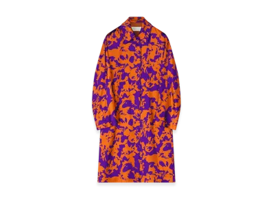 DRIES VAN NOTEN Women's Floral Viscose Satin Coat "Orange"